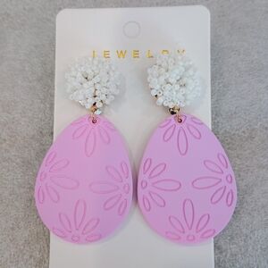 Pink and White Floral Earrings